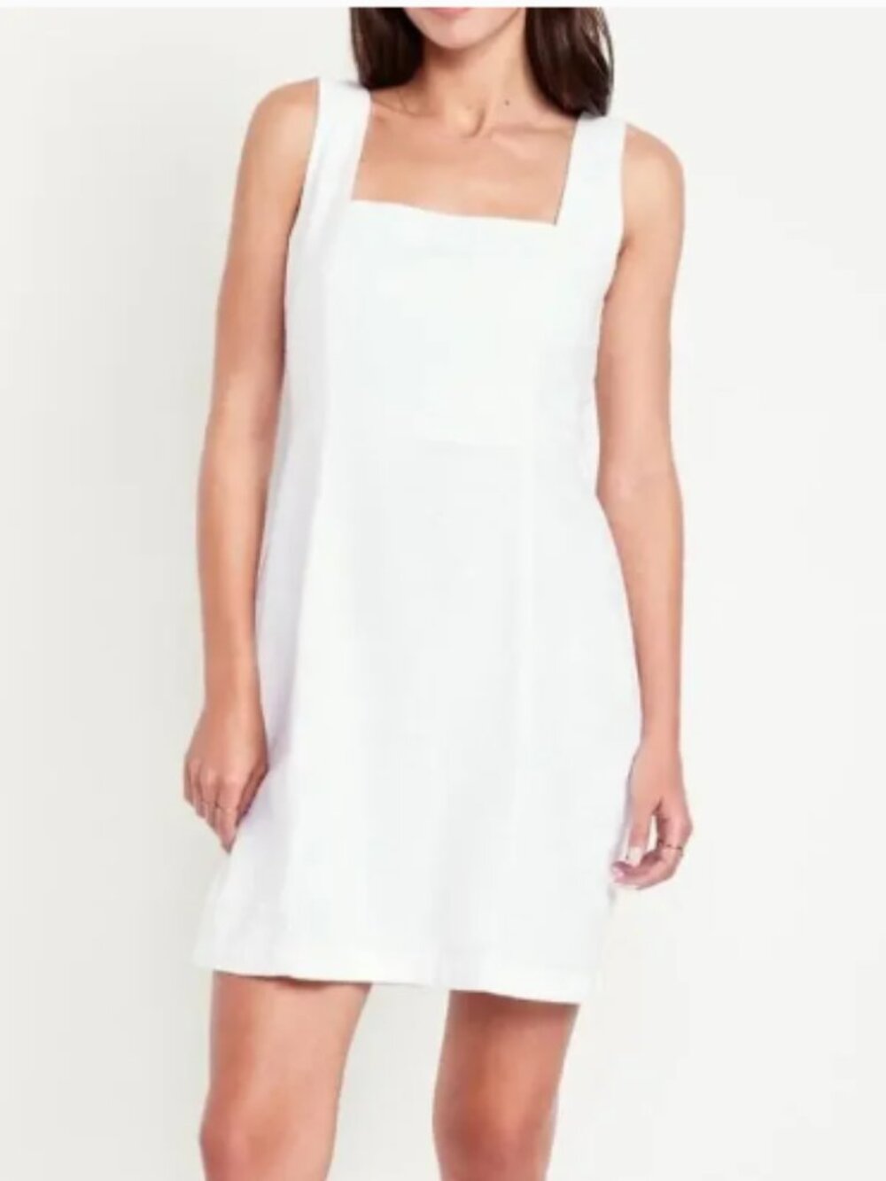 Old Navy Women's Linen Blend Square Neck Mini Dress Size XS Petite‎ White